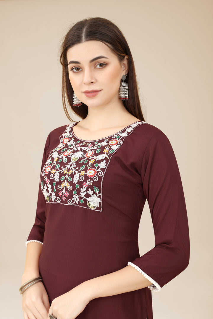 Comfortable Chinon Kurti | Designer Thread Embroidery | Casual Wear