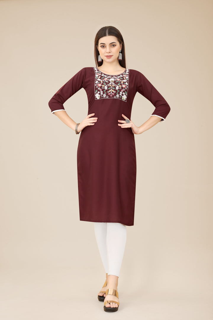 Comfortable Chinon Kurti | Designer Thread Embroidery | Casual Wear