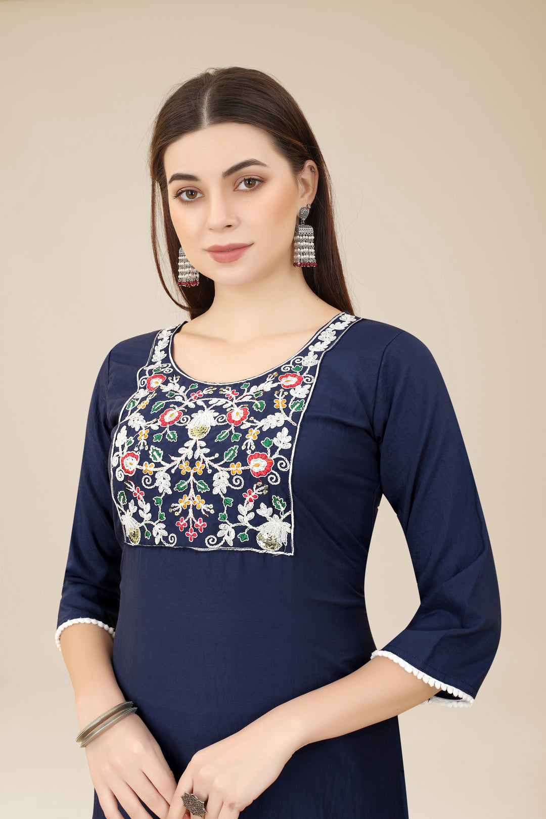 Comfortable Chinon Kurti | Designer Thread Embroidery | Casual Wear