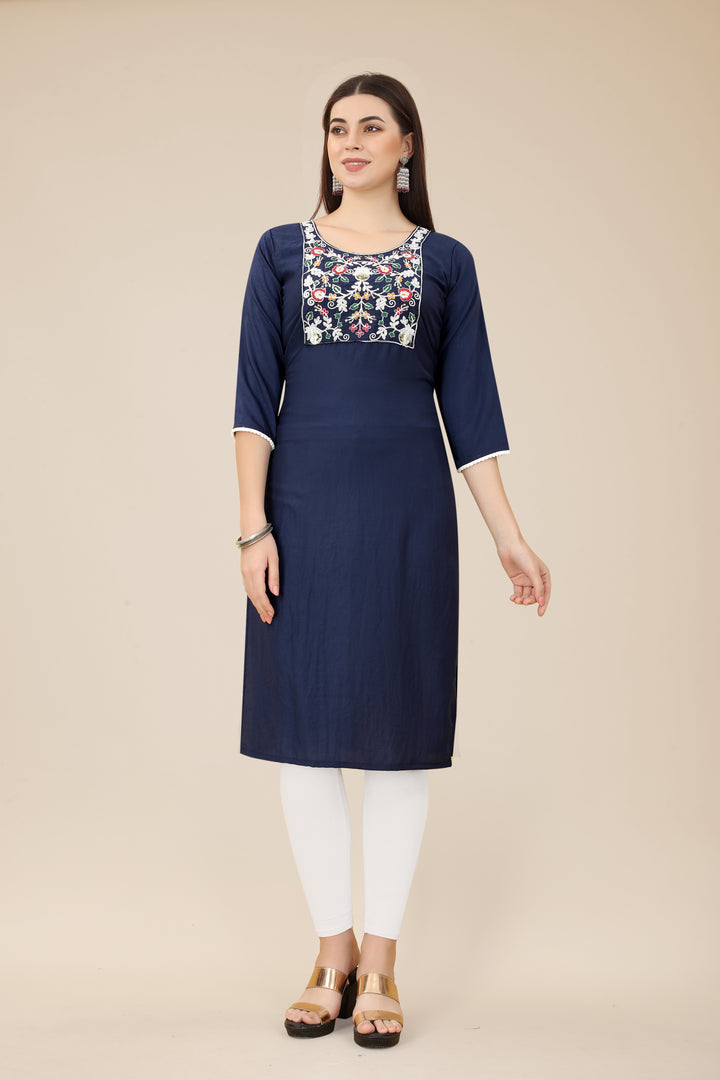 Comfortable Chinon Kurti | Designer Thread Embroidery | Casual Wear