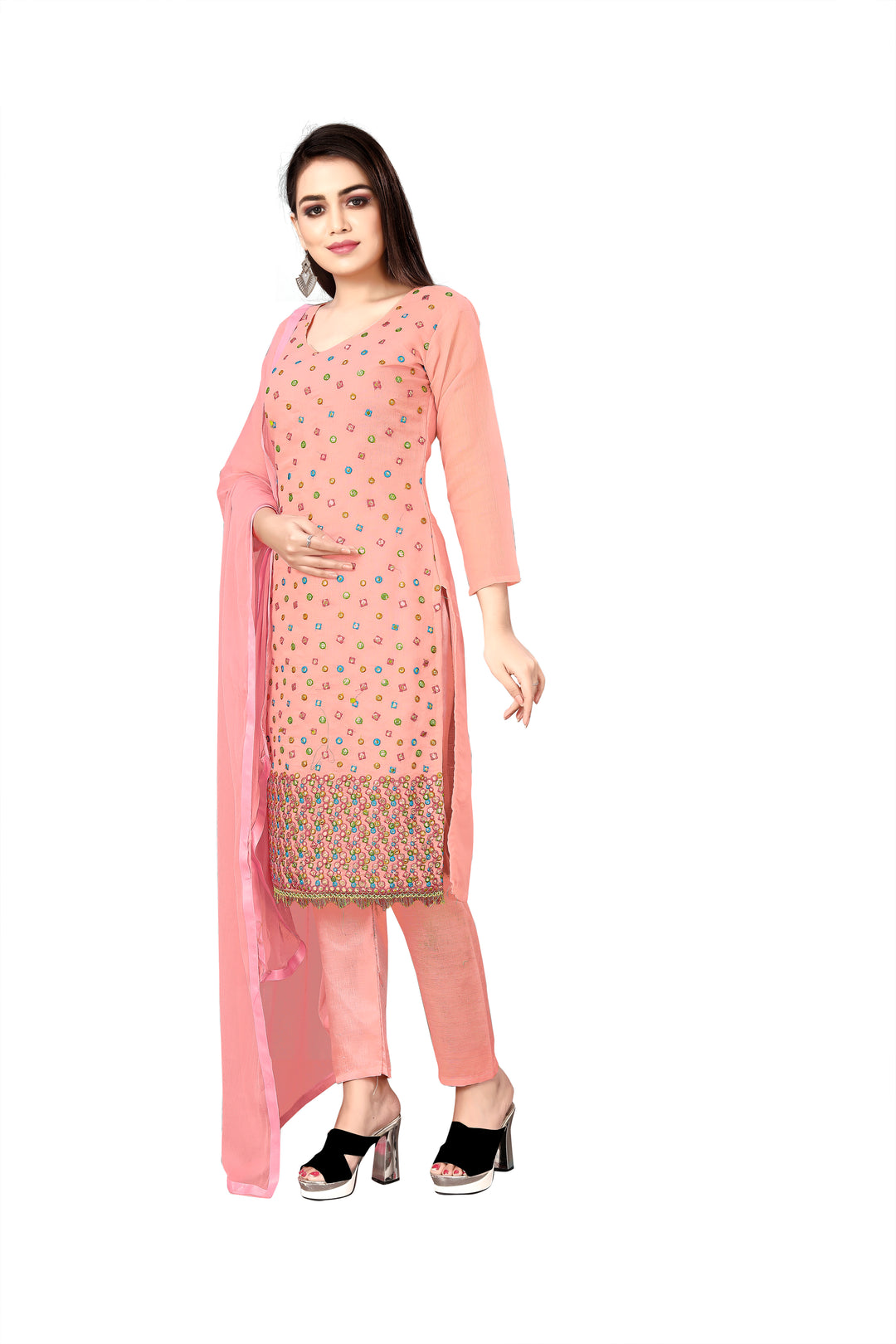 Stunning Chanderi Cotton Suit with Santoon Bottom | Perfect Ethnic Attire