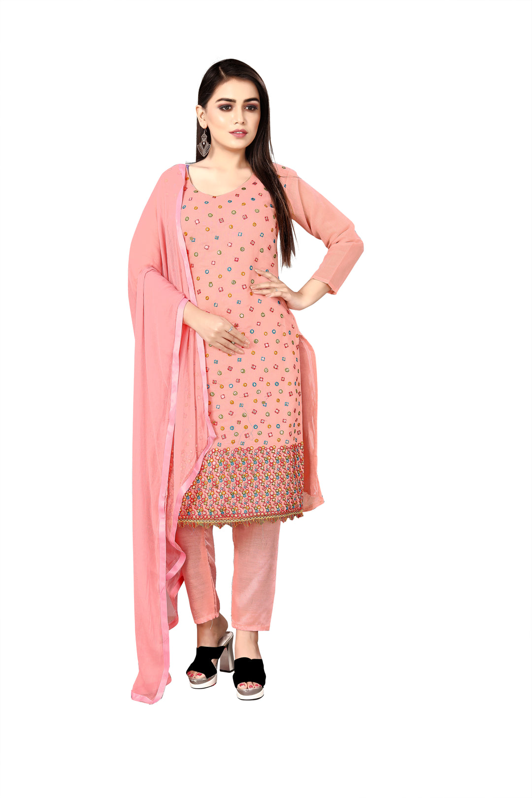 Stunning Chanderi Cotton Suit with Santoon Bottom | Perfect Ethnic Attire