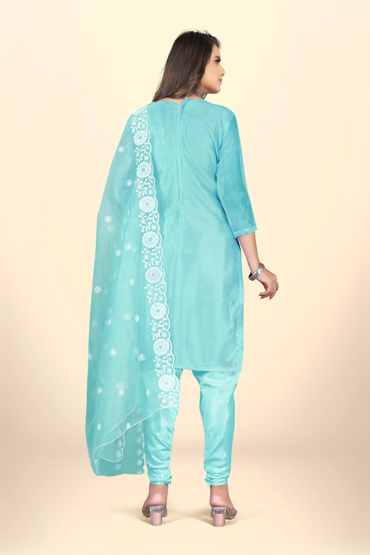 Elegant Organza Suit with Santoon Bottom | Designer Thread Embroidery Work