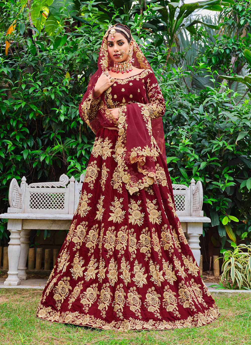 Velvet Lehenga with Coding and Embroidery | Perfect for Weddings & Events