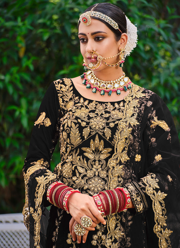 Velvet Lehenga with Embroidery and Stone-Work | Wedding & Party Wear