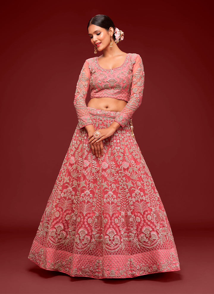 Elegant Lehengas in Soft-Net | Exquisite Thread & Jari Embroidery for Weddings