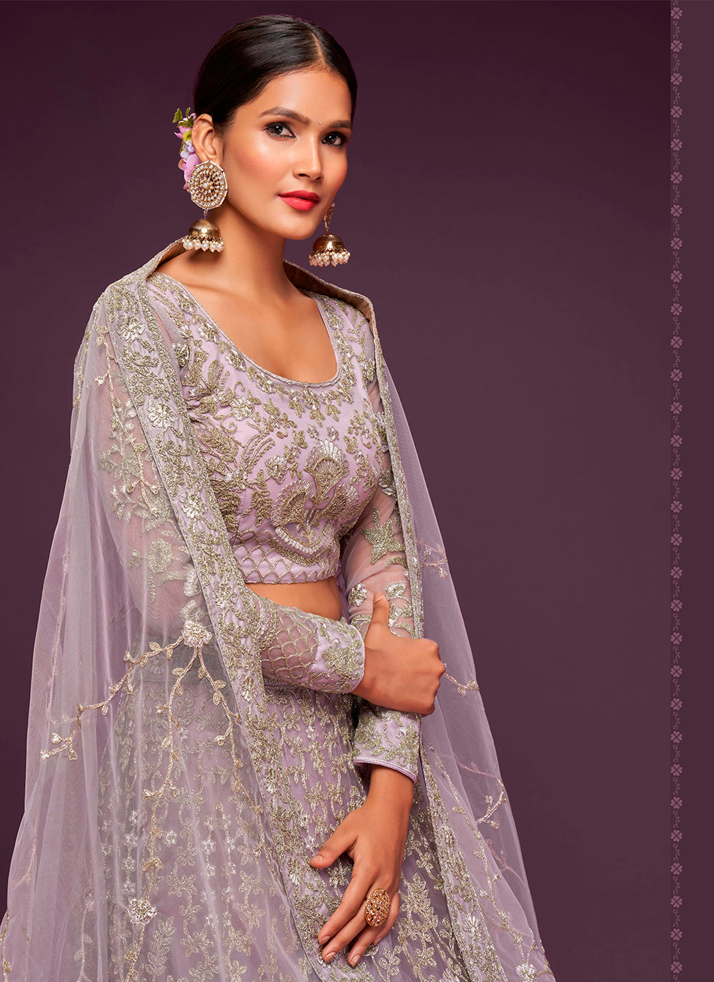 Elegant Lehengas in Soft-Net | Exquisite Thread & Jari Embroidery for Weddings