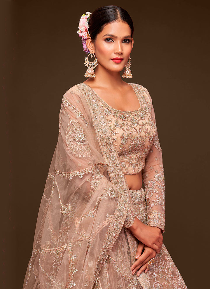 Elegant Soft-Net Lehenga with Thread & Jari Embroidery for Weddings | Bridal Fashion