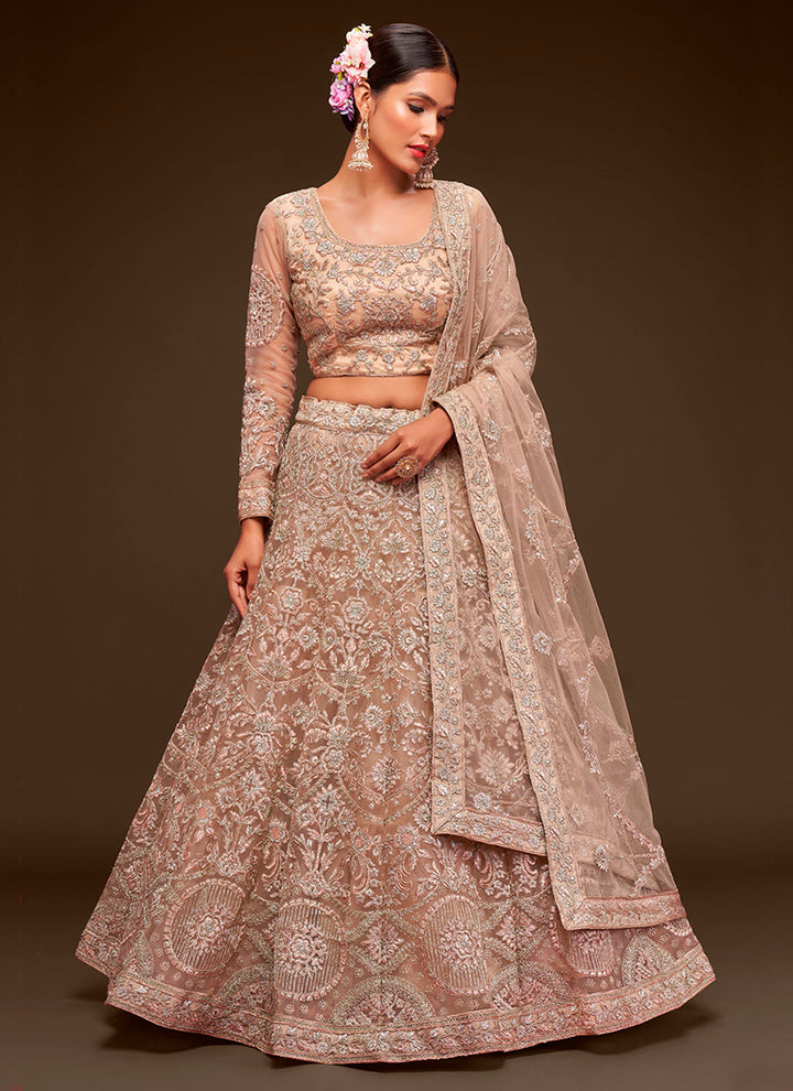 Elegant Soft-Net Lehenga with Thread & Jari Embroidery for Weddings | Bridal Fashion