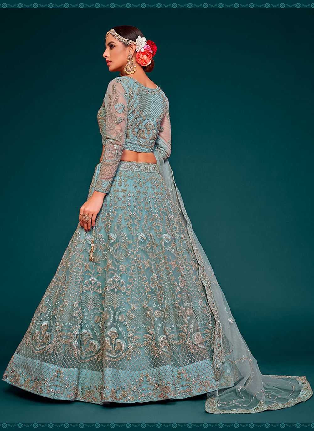 Elegant Lehengas in Soft-Net | Exquisite Thread & Jari Embroidery for Weddings