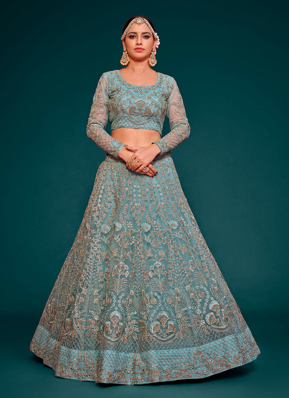 Elegant Lehengas in Soft-Net | Exquisite Thread & Jari Embroidery for Weddings