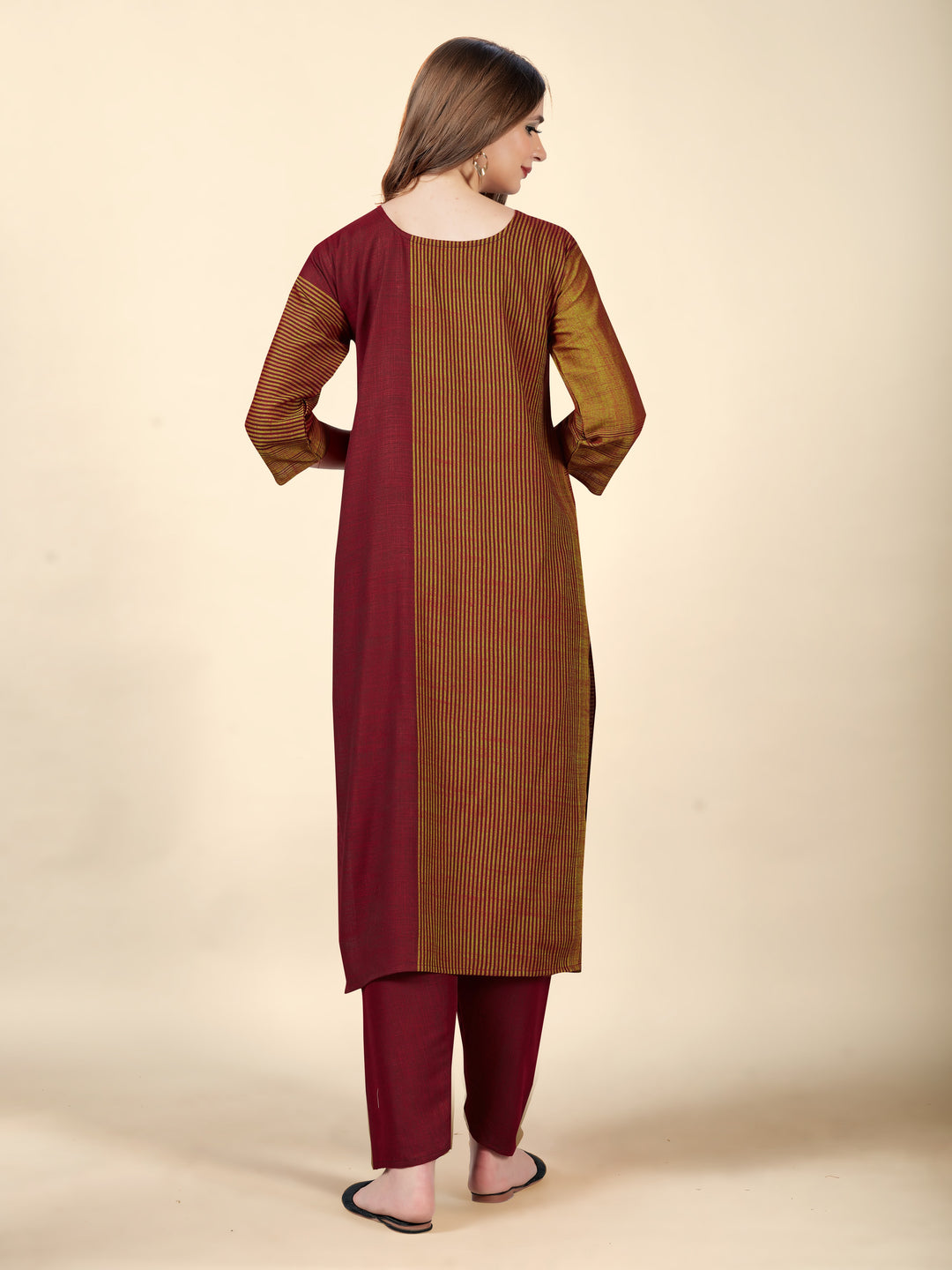 Stylish Maroon Cotton Rayon Kurti Set | Wevon Designer Work for Women