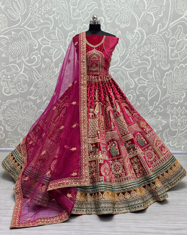 Fancy Velvet Lehenga | Embroidery & Thread Work for Weddings & Special Events