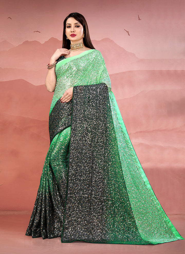 Georgette Saree with Heavy Sequence Embroidery | Art-Silk Blouse for Events