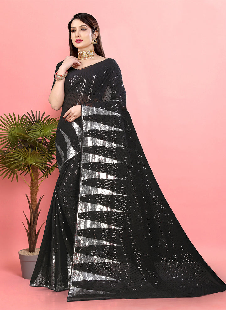 Elegant Georgette Saree with Heavy Sequined Embroidery | Perfect for Special Events