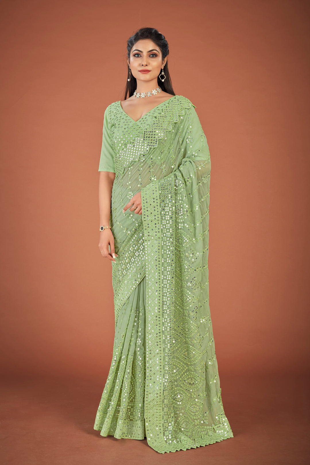 Elegant Georgette Saree with Thread & Sequence Embroidery | Special Event