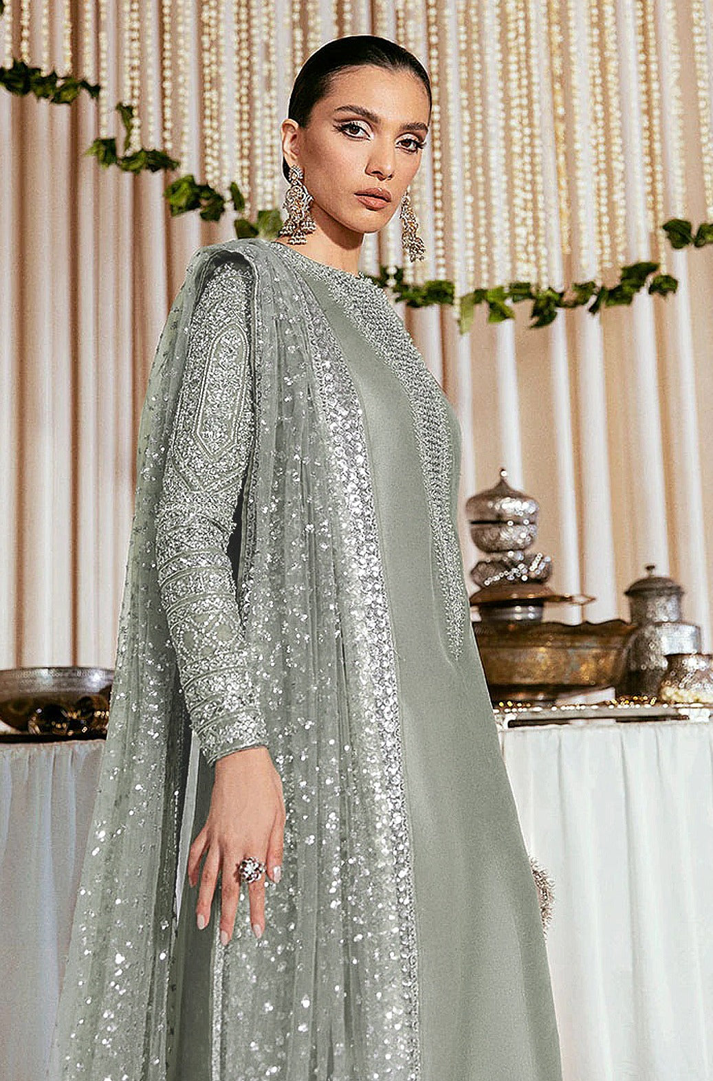 Faux Georgette Salwar Suit with Sequins Embroidery | Festive Wear