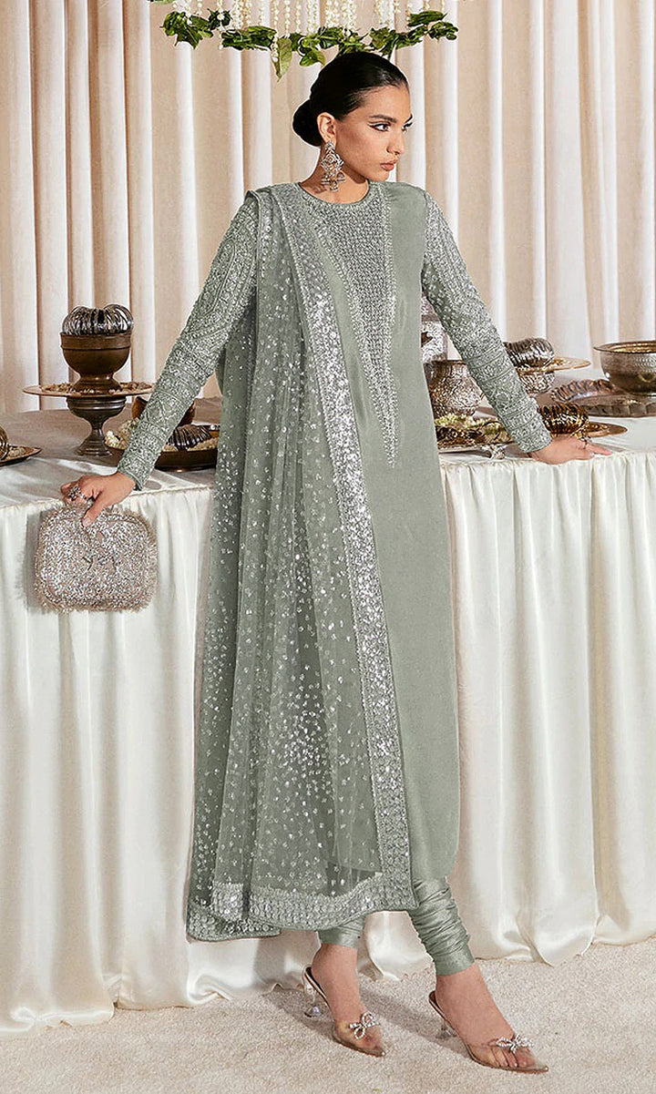 Faux Georgette Salwar Suit with Sequins Embroidery | Festive Wear