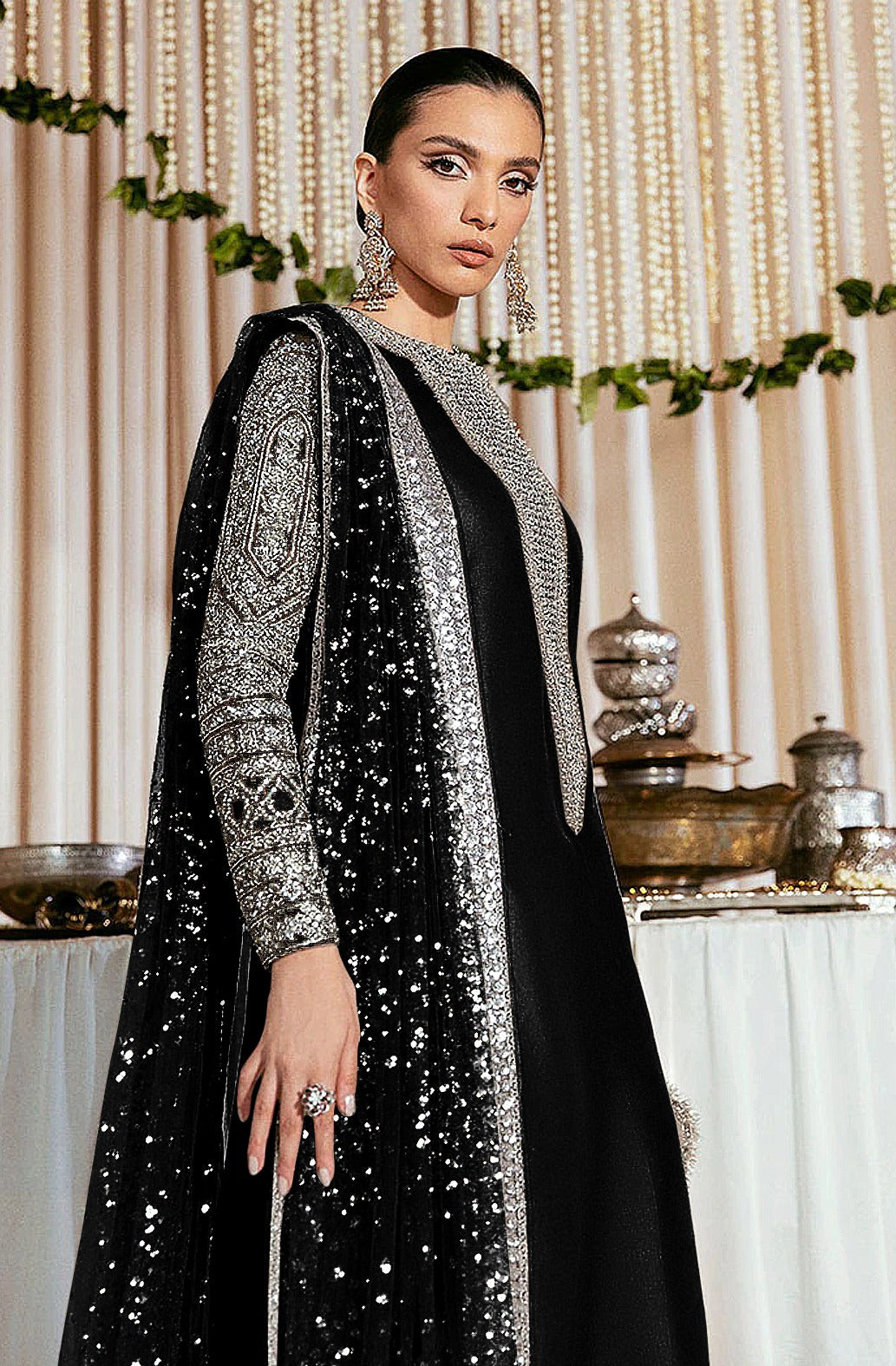 Faux Georgette Salwar Suit with Sequins Embroidery | Festive Wear