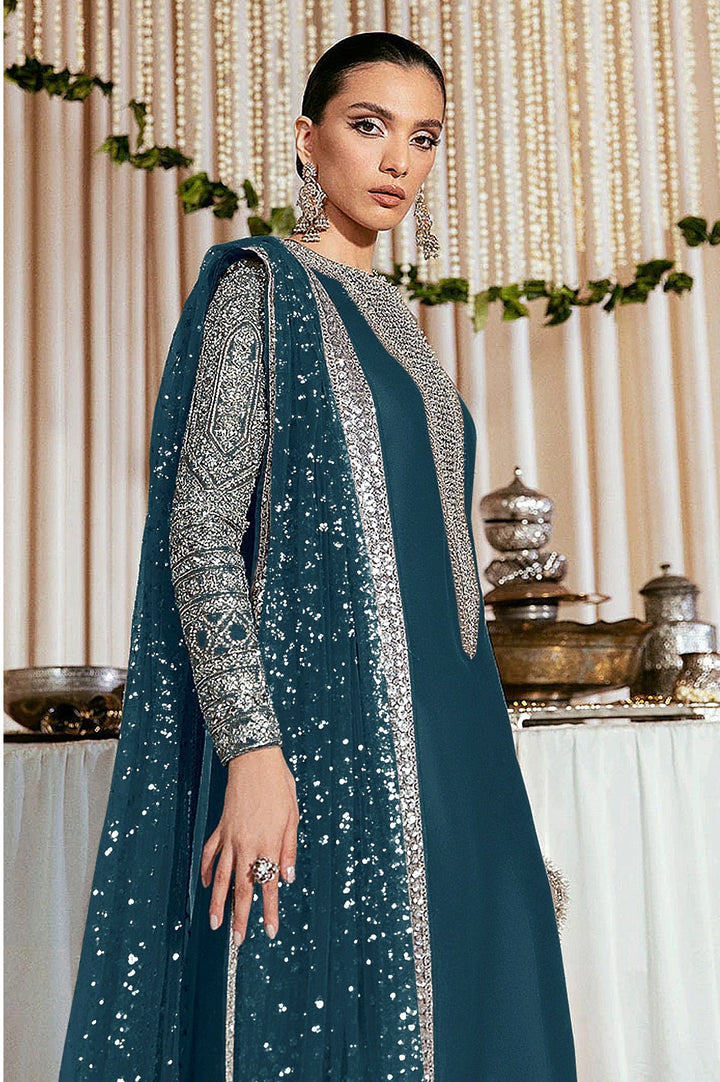 Faux Georgette Salwar Suit with Sequins Embroidery | Festive Wear