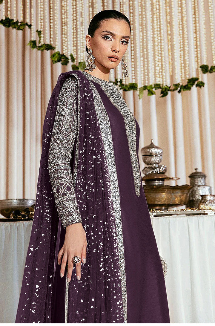 Faux Georgette Salwar Suit with Sequins Embroidery | Festive Wear