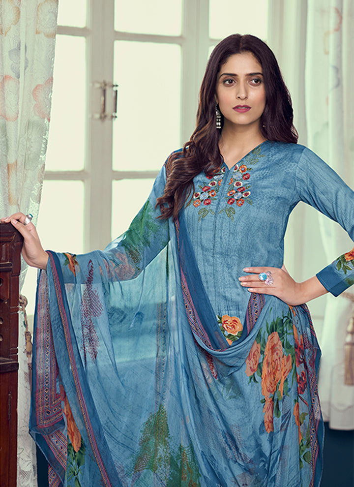 Designer Printed Salwar Kameez | Full Sleeve | Round Neck | Traditional Wear