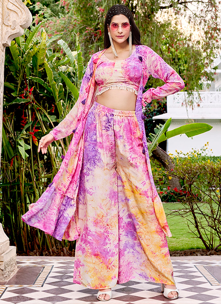 Designer-Printed Silk Palazzo Set | Traditional Wedding & Party Wear | Sleeveless Round Neck