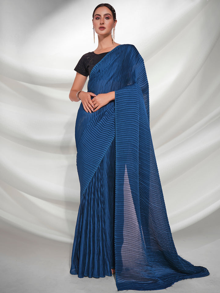 Elegant Georgette Saree with Crush & Sequins | Art-Silk Blouse | Party Wear