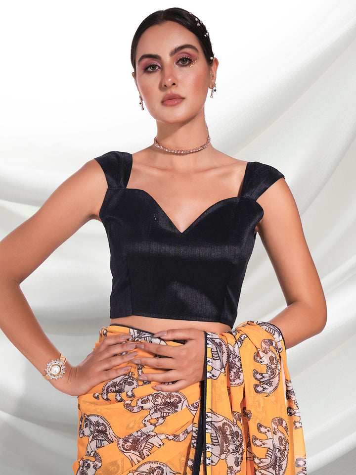 Mustard Weightless Designer Printed Saree | Art-Silk Blouse for Special Events