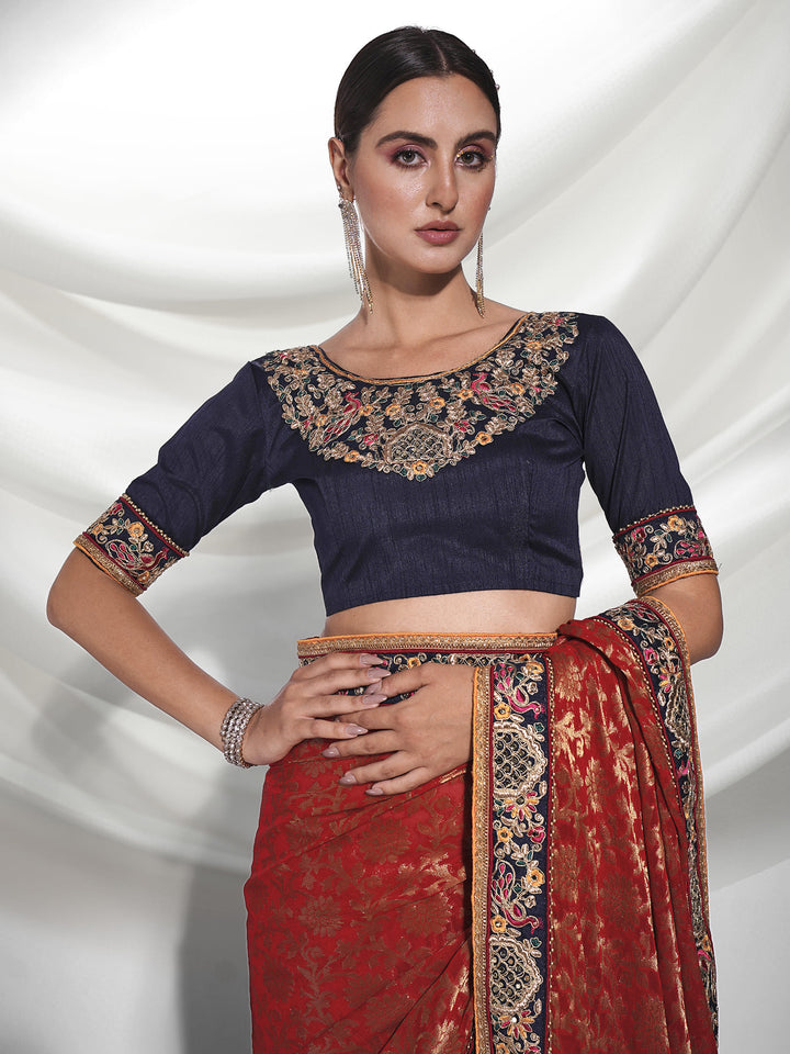 Viscose Saree with Art-Silk Blouse | Wevon Embroidery for Special Events