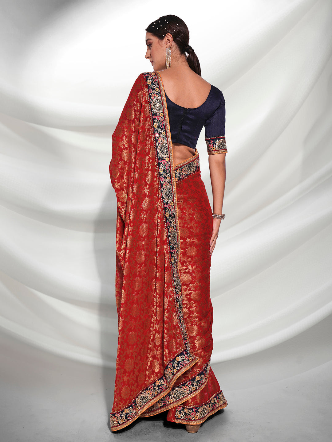 Viscose Saree with Art-Silk Blouse | Wevon Embroidery for Special Events