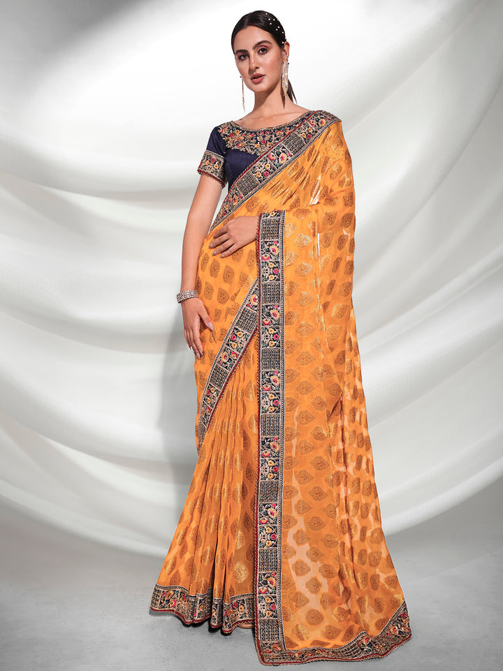 Elegant Viscose Saree with Embroidered Art-Silk Blouse | Perfect for Events