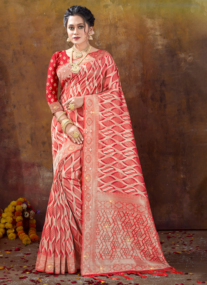 Designer Embroidered Saree | Heavy Weave Organza Partywear Saree for Women