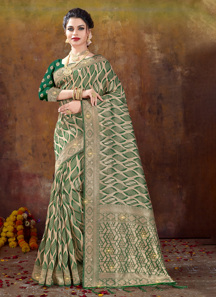 Designer Embroidered Saree | Heavy Weave Organza Partywear Saree for Women