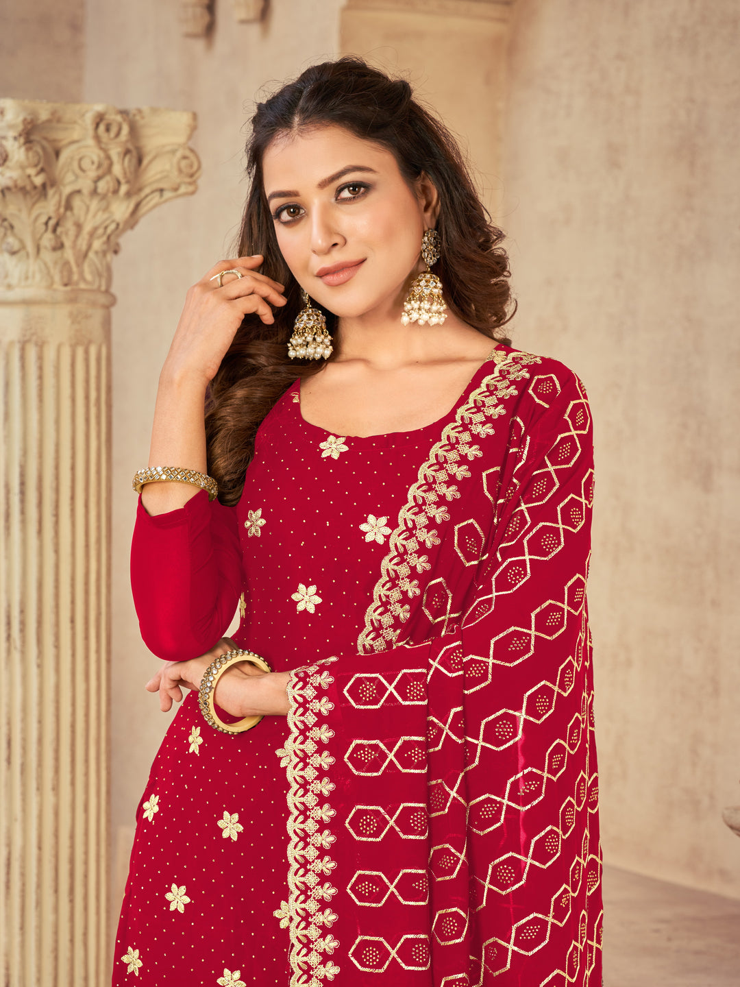 Georgette Salwar Kameez | Heavy Designer Embroidery | Full Sleeve | Traditional Wear