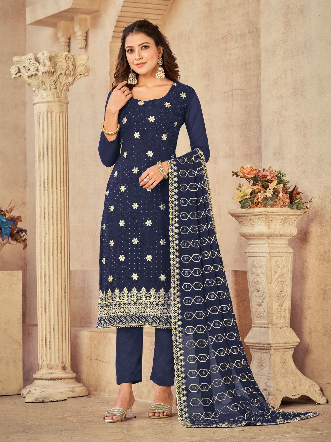 Georgette Salwar Kameez | Heavy Designer Embroidery | Full Sleeve | Traditional Wear