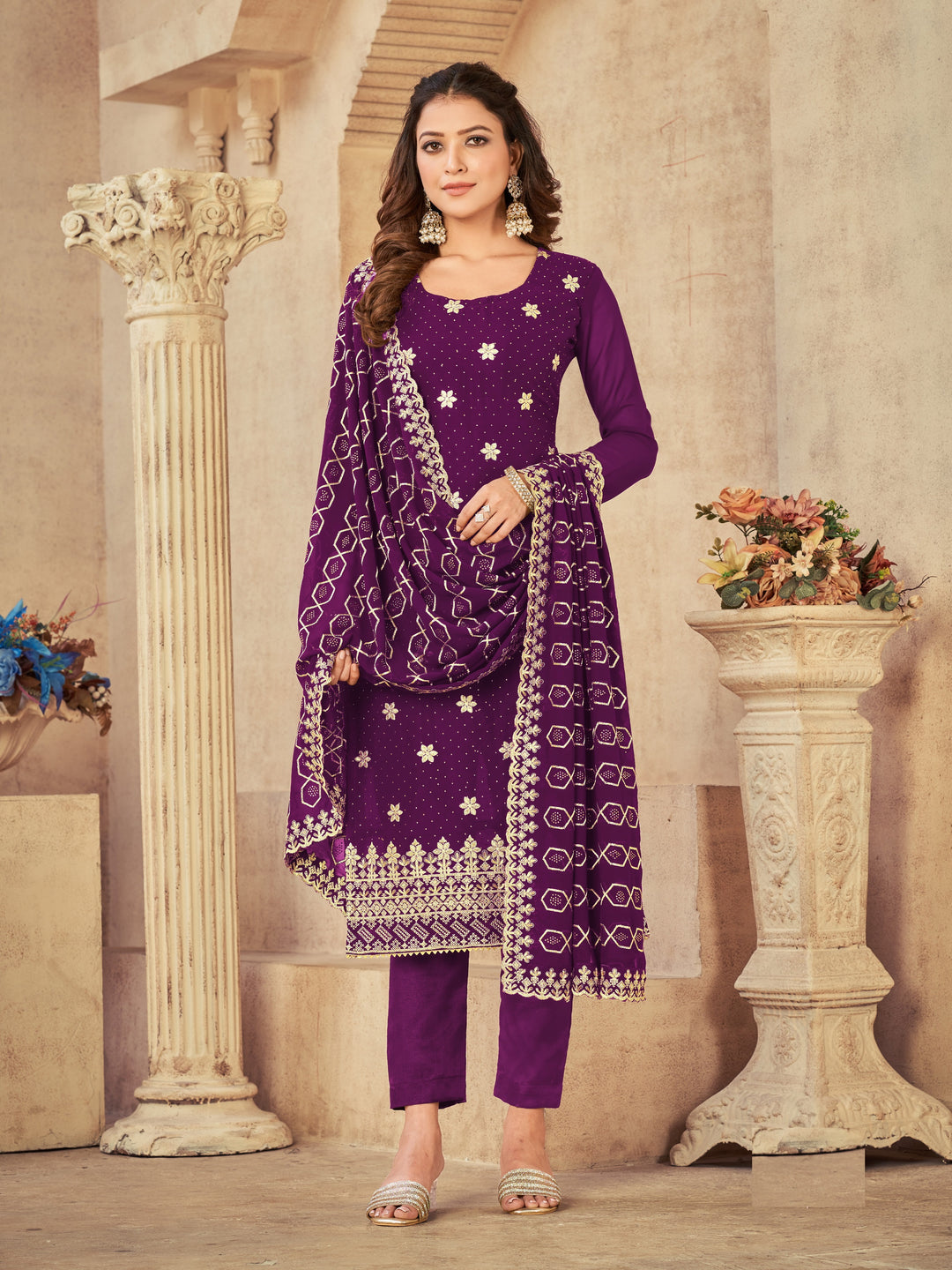 Georgette Salwar Kameez | Heavy Designer Embroidery | Full Sleeve | Traditional Wear