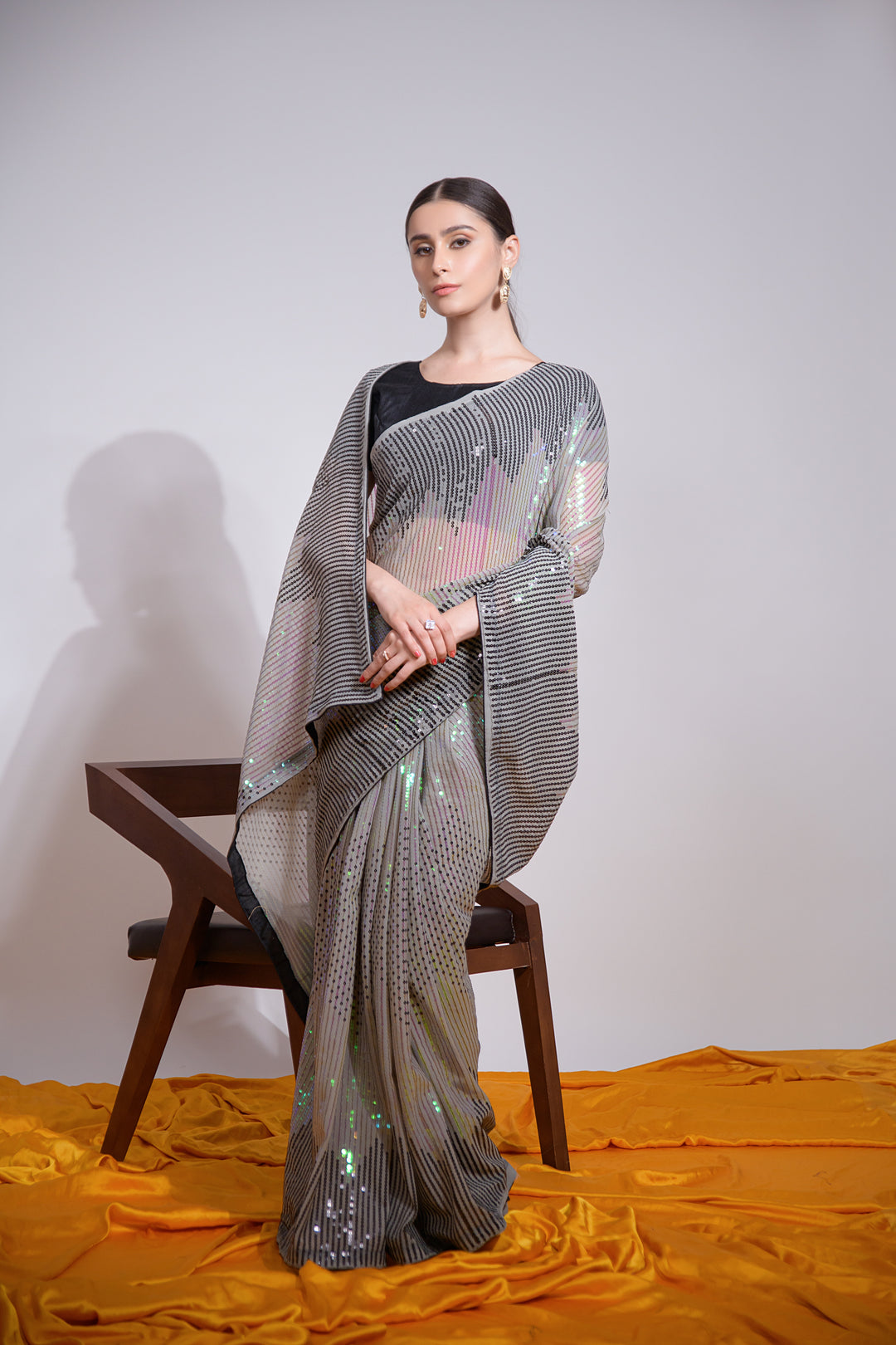 Georgette Saree | Mono Banglori Blouse Designer Sequins Embroidery Partywear