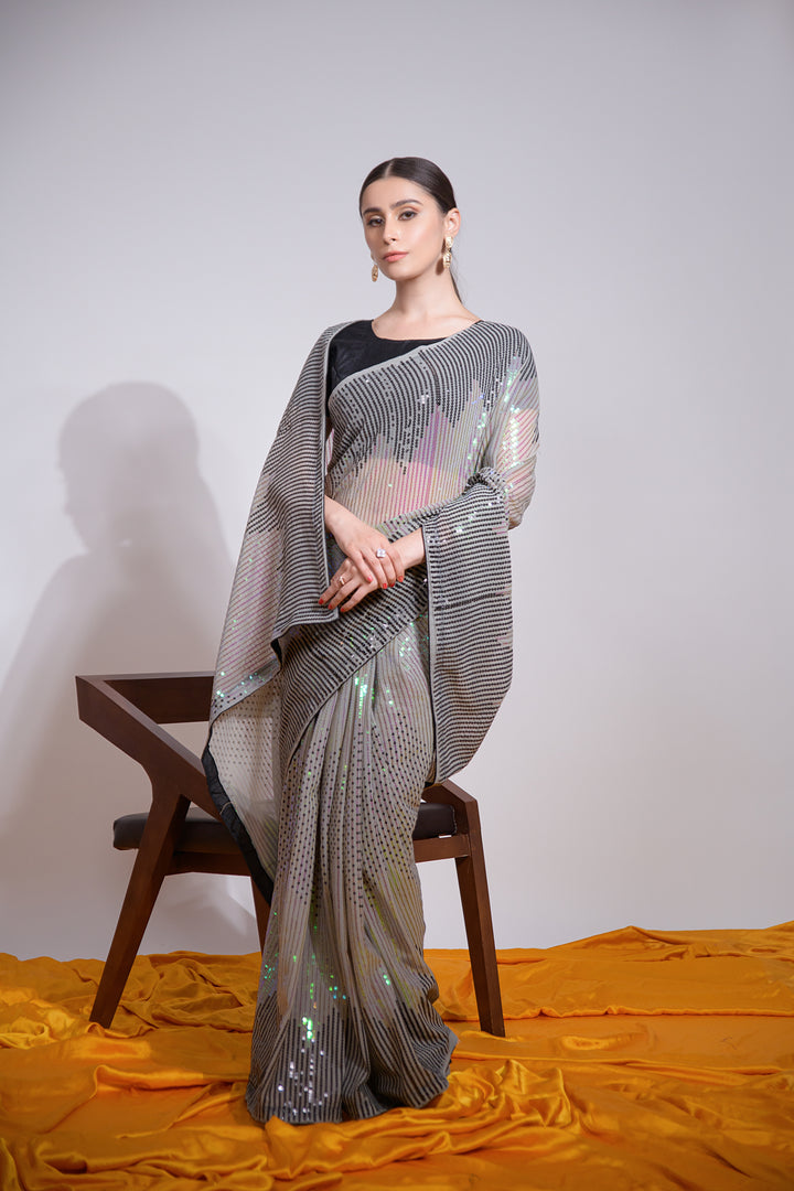 Georgette Saree | Mono Banglori Blouse Designer Sequins Embroidery Partywear