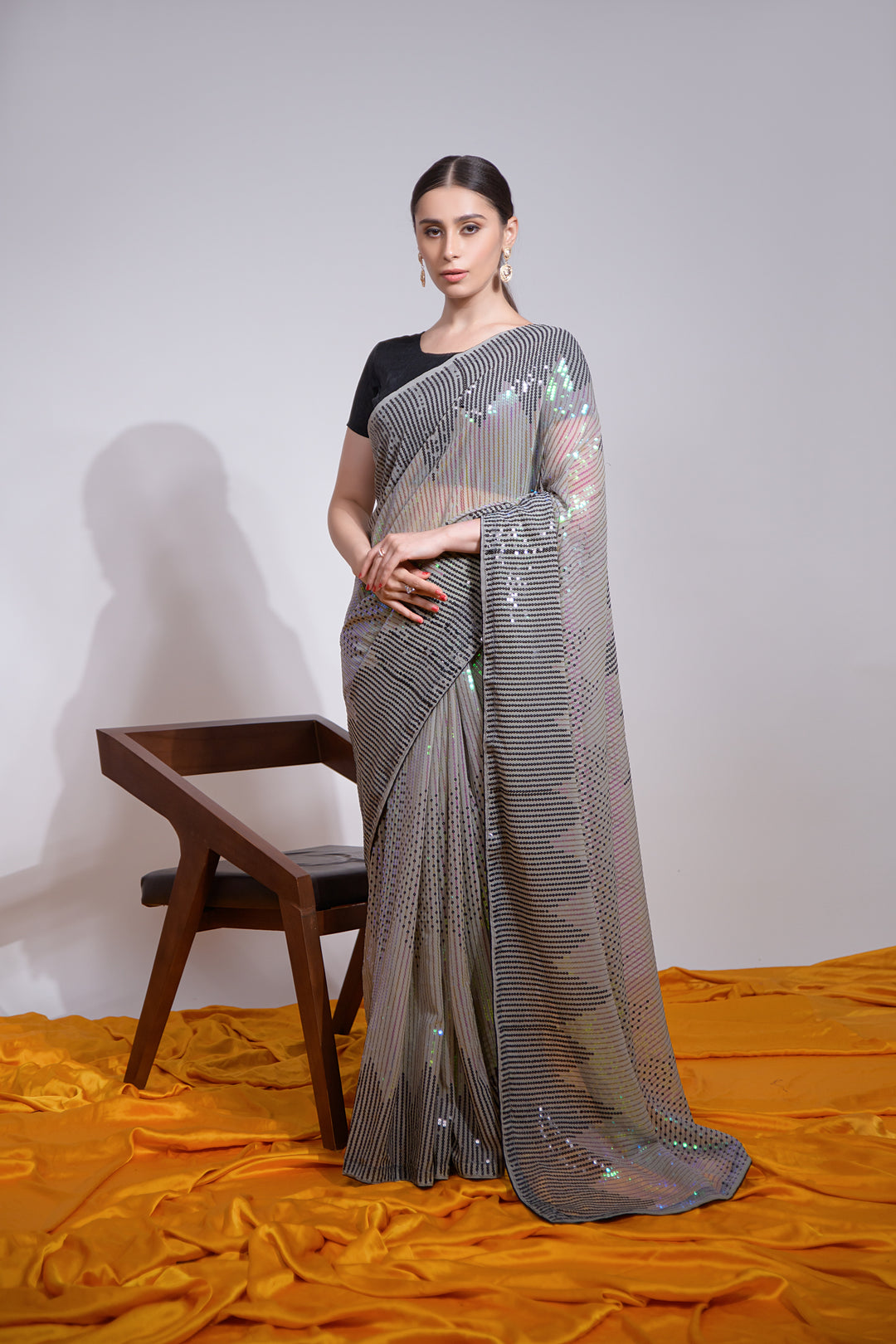 Georgette Saree | Mono Banglori Blouse Designer Sequins Embroidery Partywear