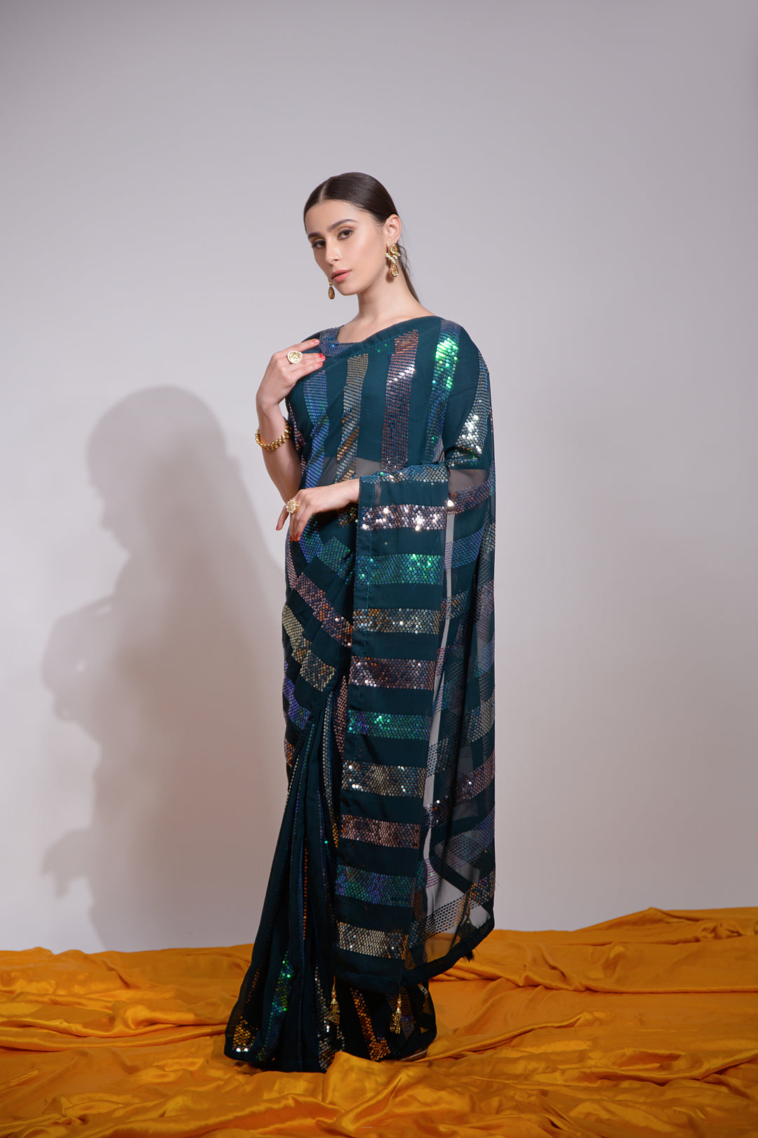 Georgette Saree | Designer Sequins Embroidered Saree Partywear Indian Saree