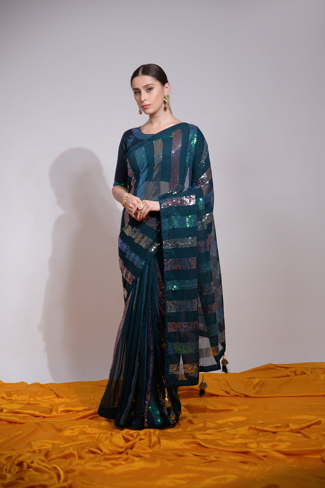 Georgette Saree | Designer Sequins Embroidered Saree Partywear Indian Saree