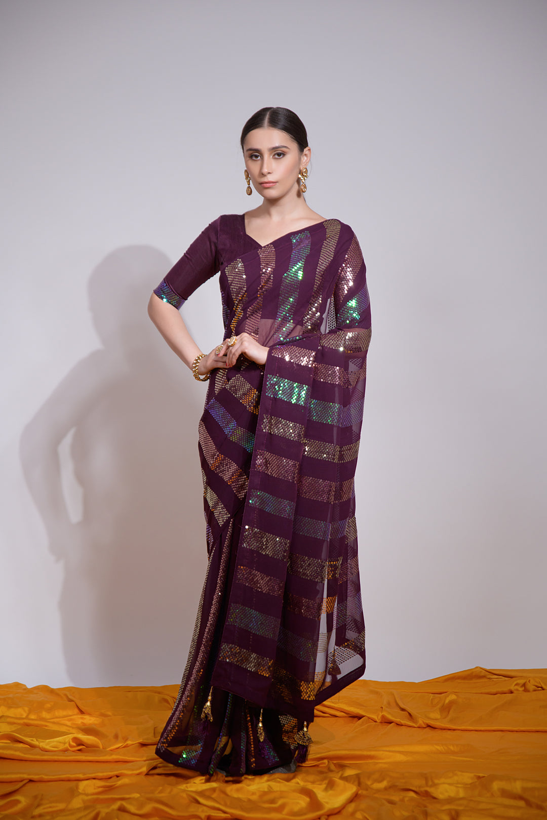 Georgette Saree | Designer Sequins Embroidered Saree Partywear Indian Saree