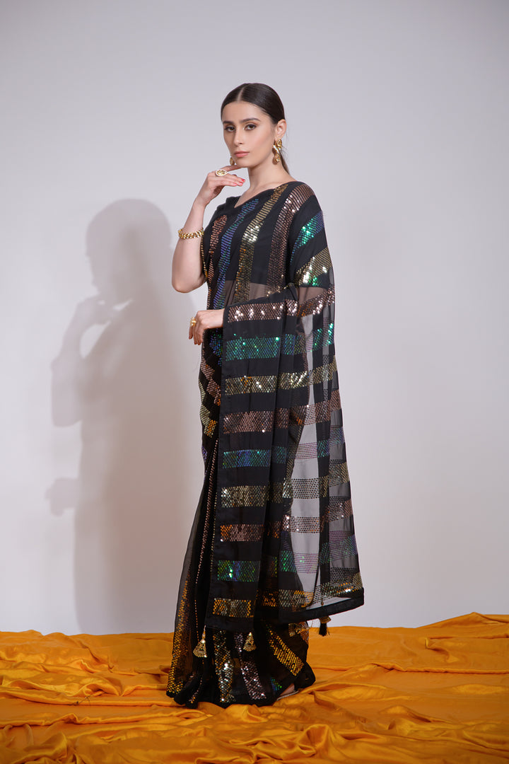 Georgette Saree | Designer Sequins Embroidered Saree Partywear Indian Saree