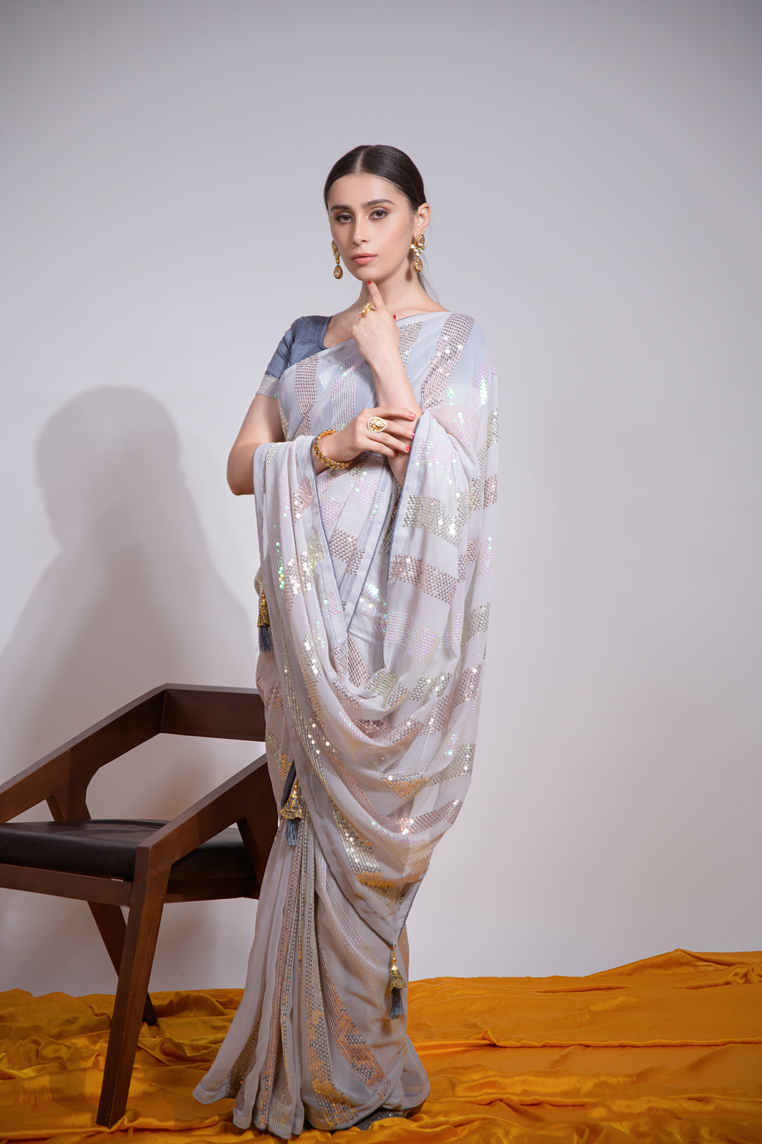 Georgette Saree | Designer Sequins Embroidered Saree Partywear Indian Saree