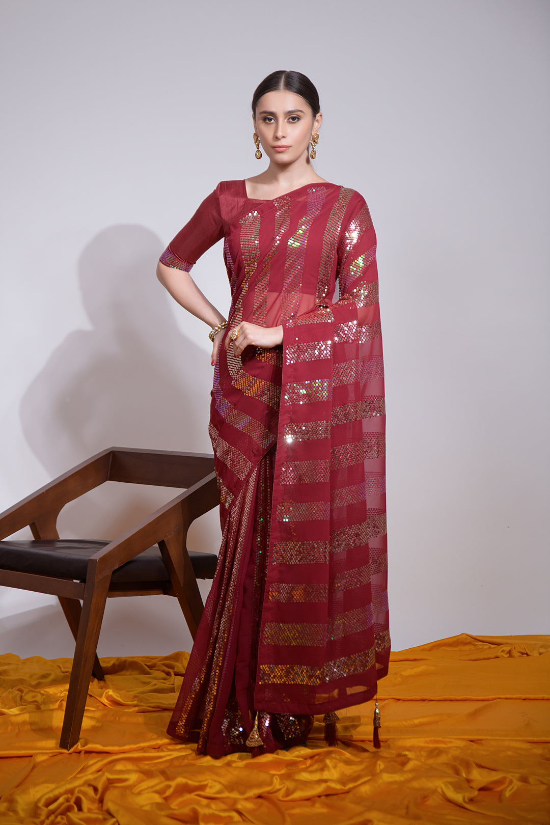 Georgette Saree | Designer Sequins Embroidered Saree Partywear Indian Saree