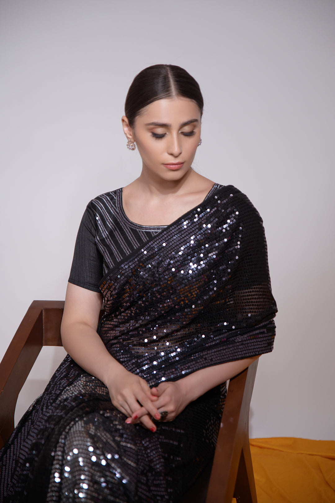 Georgette Saree | Satin Banglori Blouse Sequins Embroidery Perfect Partywear