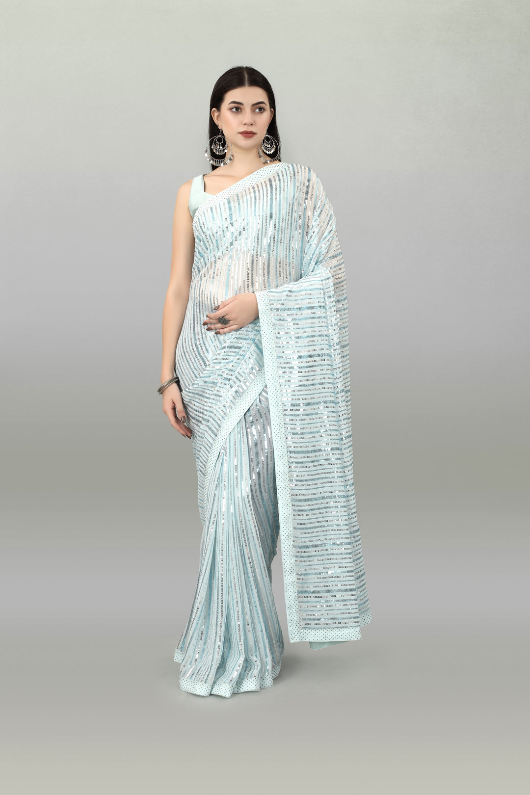 Elegant Georgette Saree with Sequined Embroidery | Perfect for Weddings & Parties