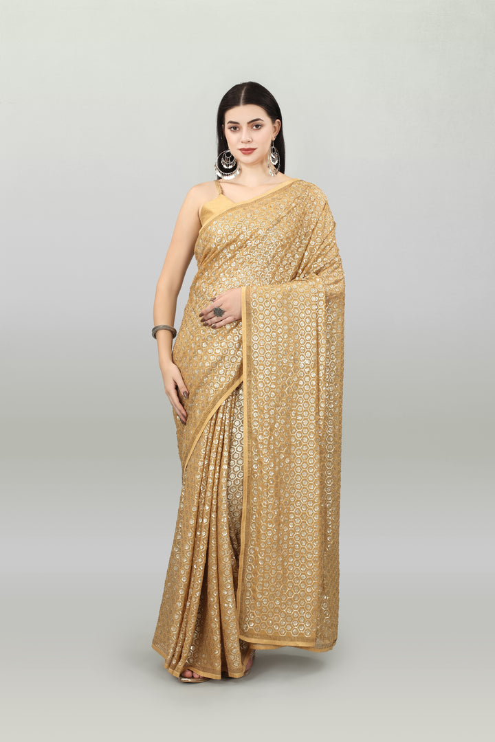 Designer Georgette Saree with Sequined Embroidery | Perfect for Weddings & Events