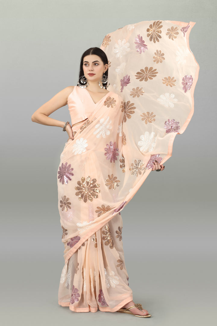 Designer Georgette Saree with Sequins & Embroidery | Perfect for Special Events